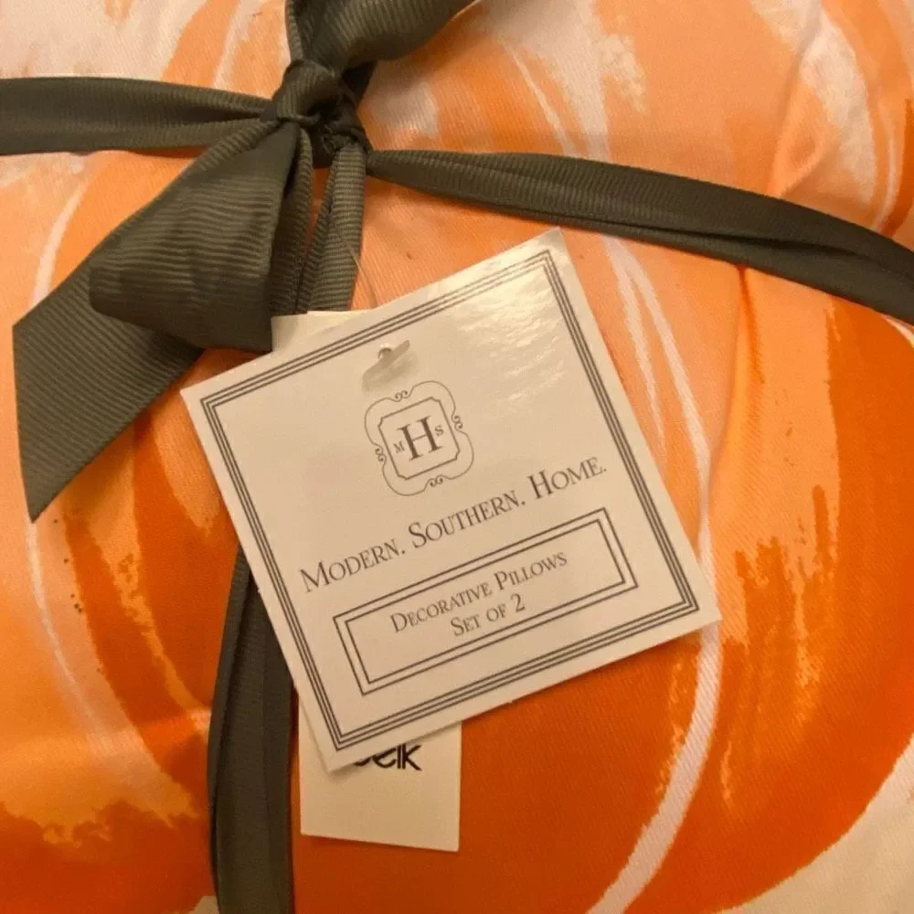 Harvest Home Pumpkin Decorative Pillows Set of 2 NWT Fall / Thanksgiving Decor